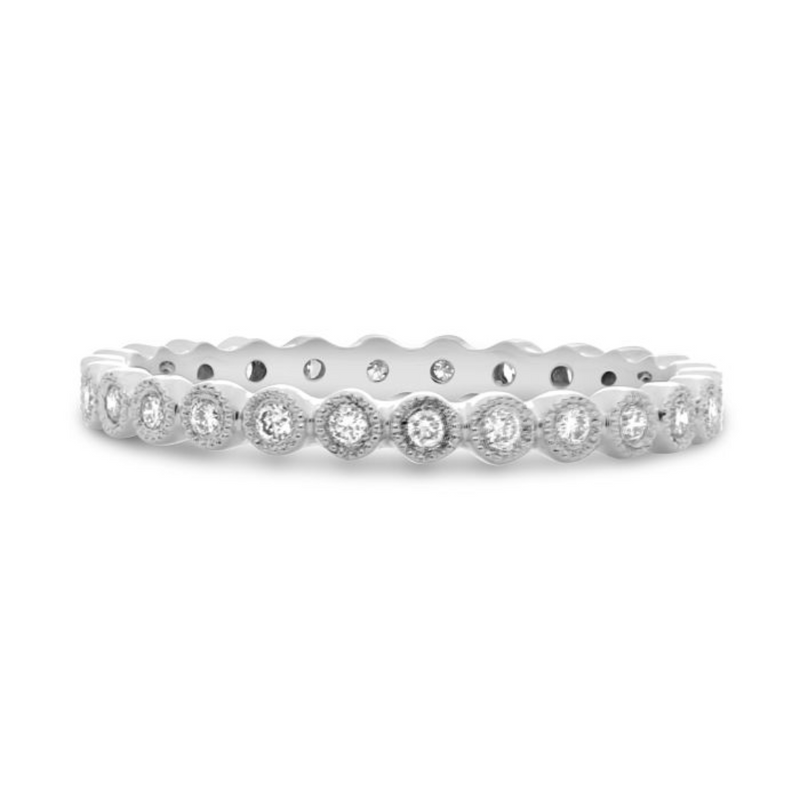14K White Gold Diamond Bezel Set Band