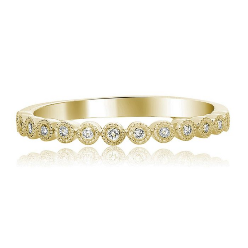 14K Yellow Gold Diamond Bezel Band