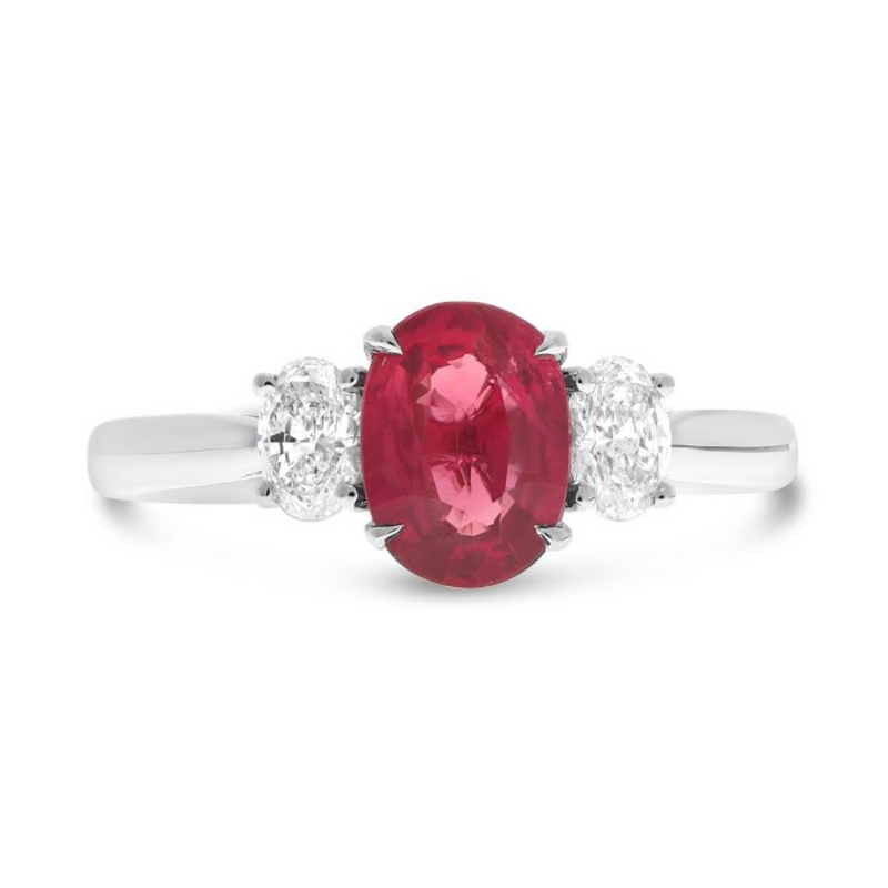 Platinum Diamond and Ruby Ring