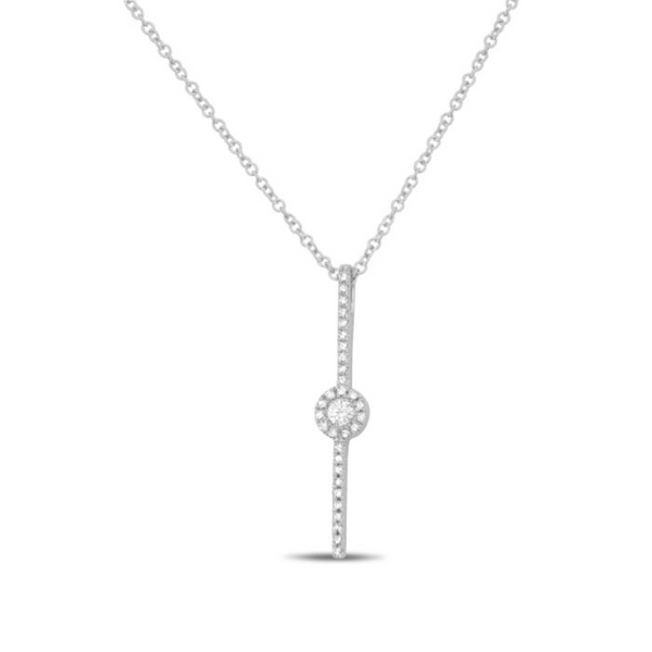 14K White Gold Diamond Dangle Necklace with Adjustable Chain