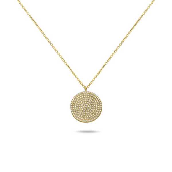 14K Yellow Gold Diamond Circle Pendant with Adjustable Chain
