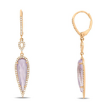 14K Rose Gold Diamond & Pink Amythest Halo Earrings