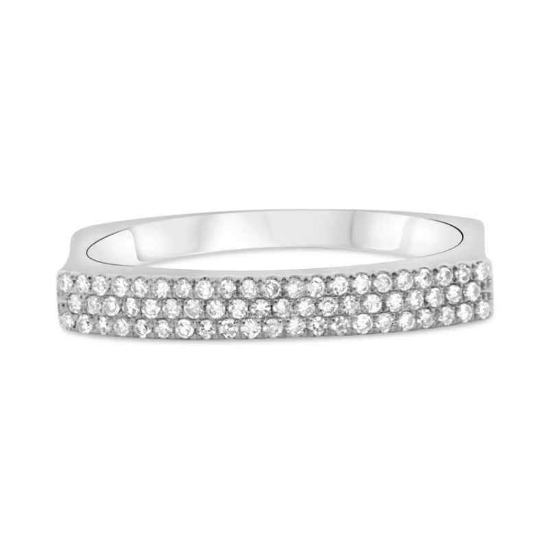 14K White Gold Diamond Flat Top Ring