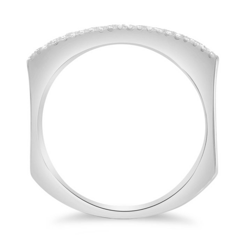 14K White Gold Diamond Flat Top Ring