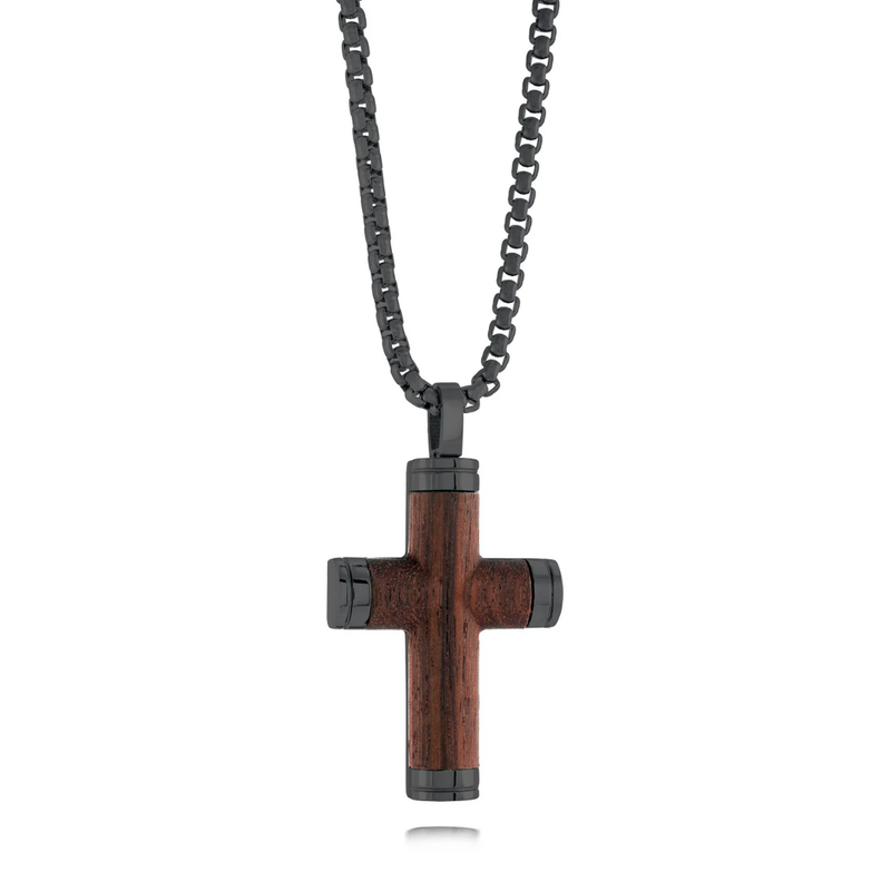Italgem Wood Cross Pendant Necklace