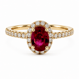 14K Yellow Gold .29CTW Diamond & Oval Ruby Ring