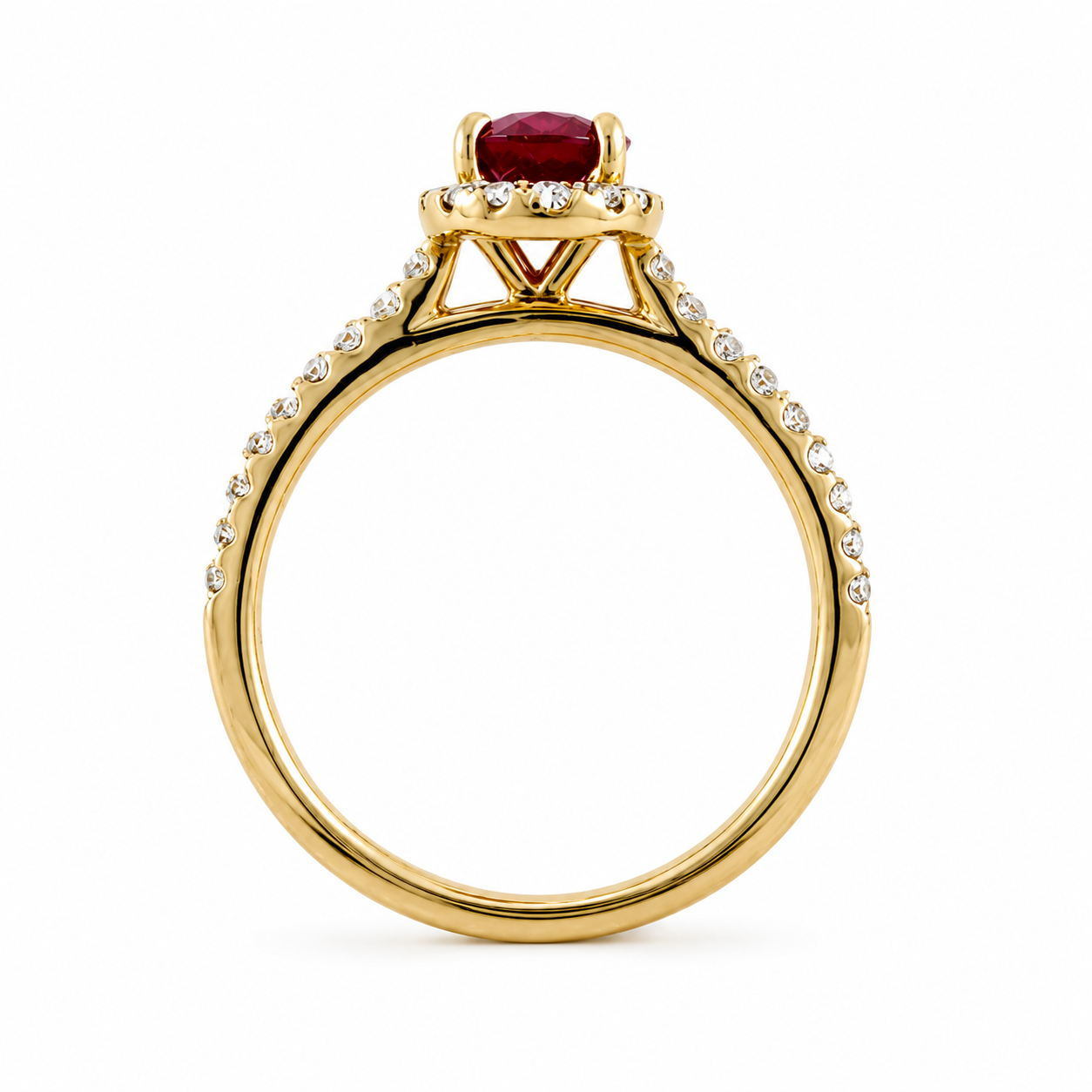 14K Yellow Gold .29CTW Diamond & Oval Ruby Ring