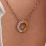TI SENTO Yellow Gold Plated Contrast Zirconia Necklace
