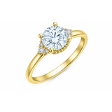 14K Yellow Gold 1.08CTW Round Brilliant Lab Grown Diamond Ring with Side Accents
