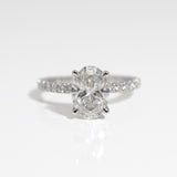14K White Gold 2.50CTW Oval Lab Grown Ring with Hidden Halo & Sides