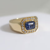 14K Yellow Gold .40CTW Diamond and Sapphire Ring