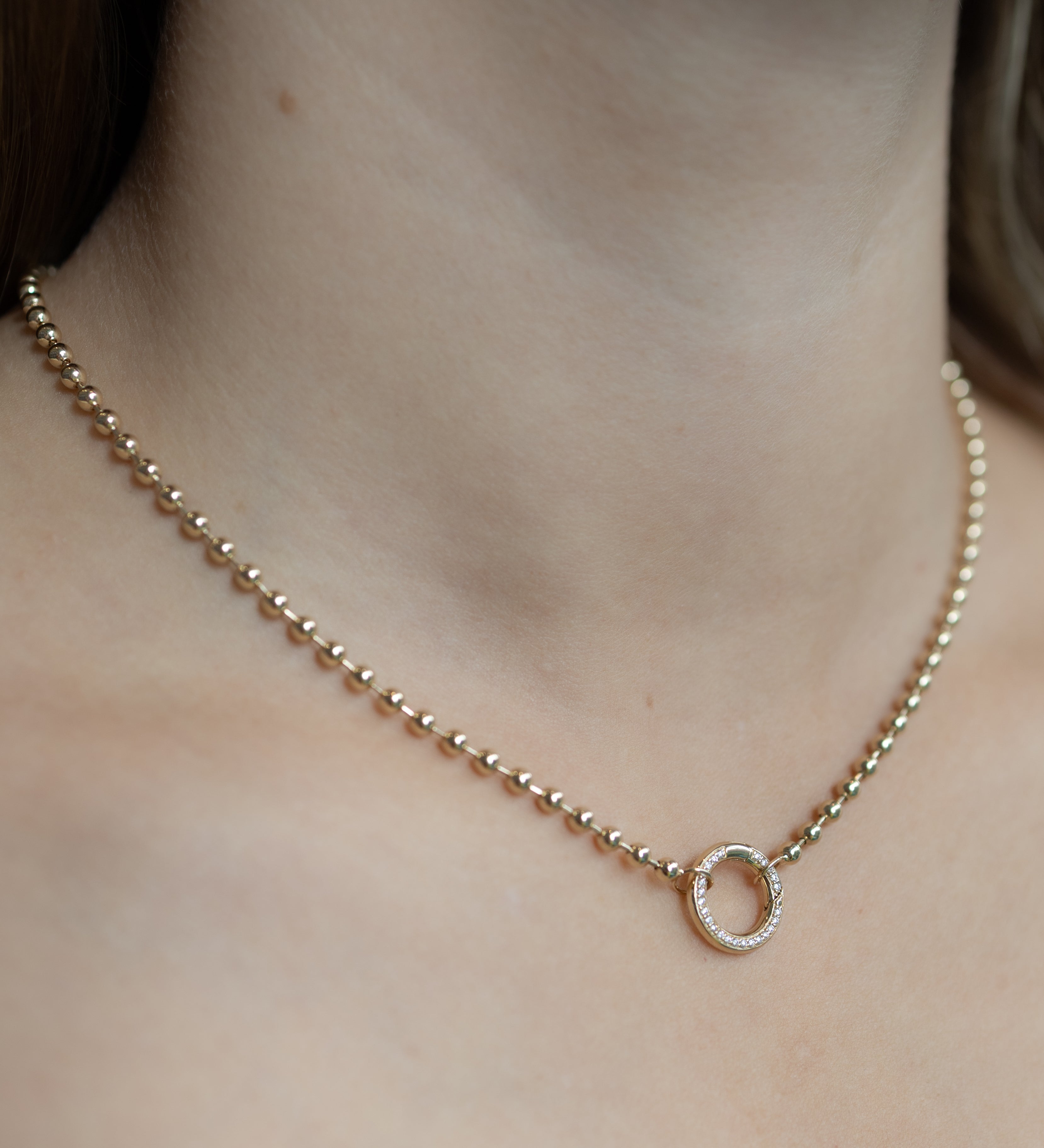 10K Yellow Gold .11CTW Diamond Circle Necklace