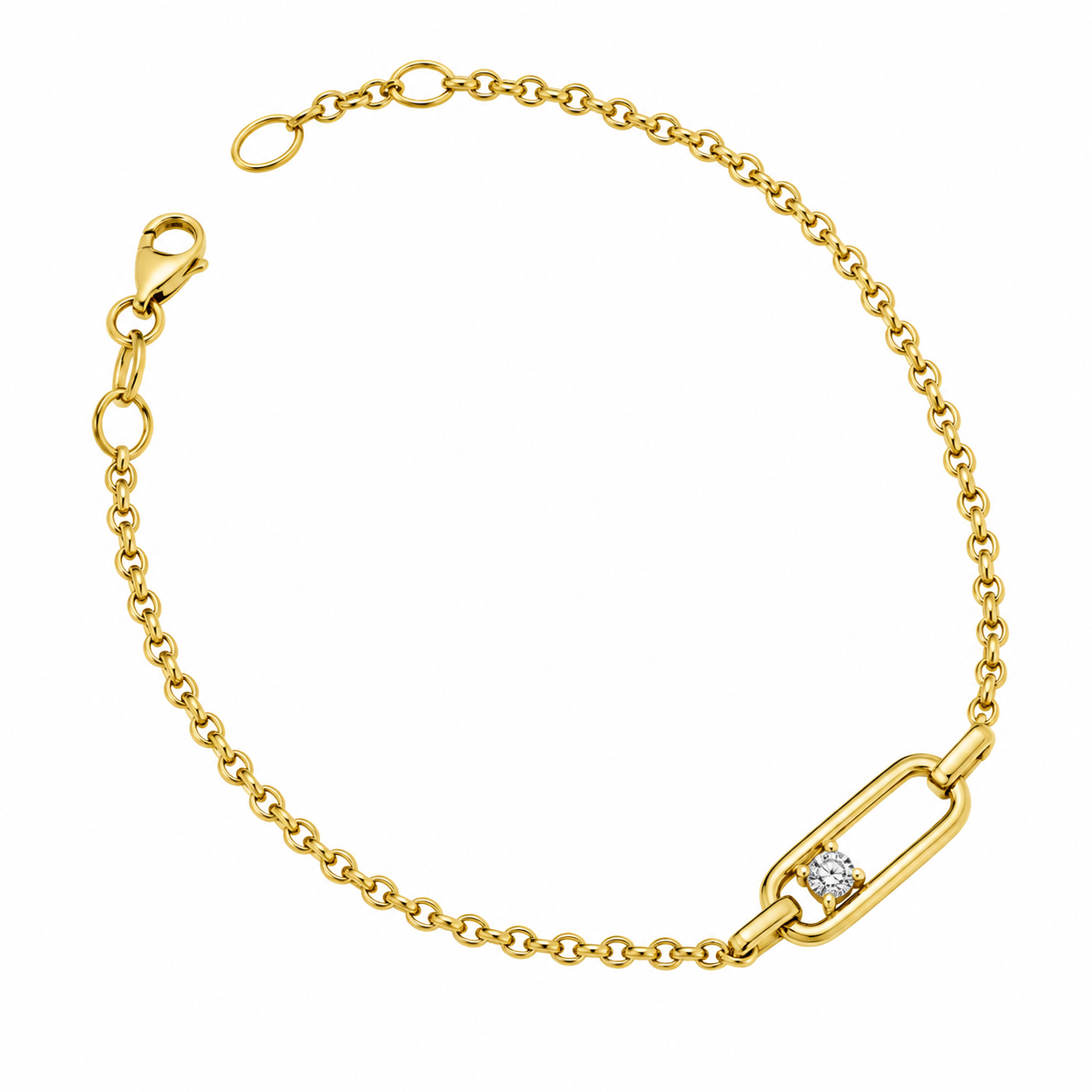 10K Yellow Gold .10CT Canadian Diamond Open Rectangular Bracelet