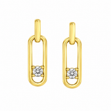 10K Yellow Gold .204CTW Canadian Diamond Open Rectangular Dangle Studs