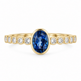 14K Yellow Gold .12CTW Diamond & Sapphire Bezel Set Ring