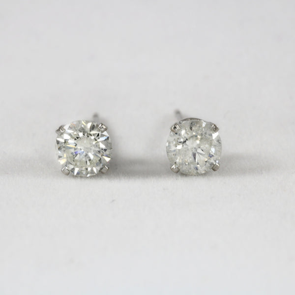14K White Gold .90ctw Round Brilliant Diamond Studs