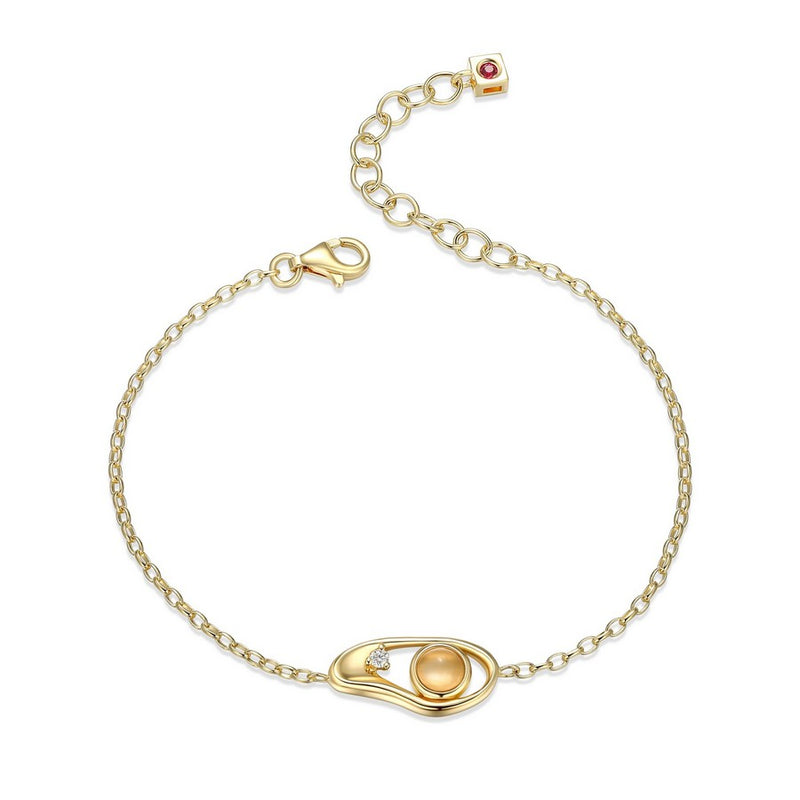 Elle "Satelite" Gold Plated Moonstone & Moissanite Bracelet