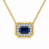 10K Yellow Gold .16CTW Diamond & Sapphire Necklace