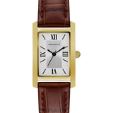 Caravelle Dress Square Faced Watch with Leather Strap