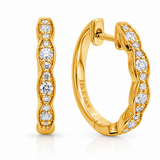 14K Yellow Gold .40CTW Diamond Scalloped Hoops