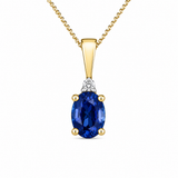 10K Yellow Gold Diamond & Sapphire Pendant on Chain
