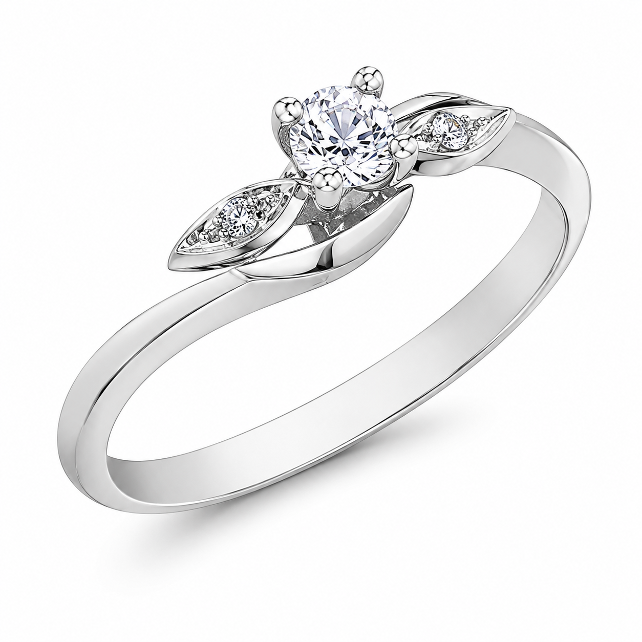 10K White Gold .15CTW Canadian Diamond Ring With Diamond Accents