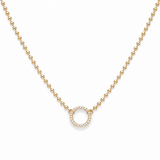 10K Yellow Gold .11CTW Diamond Circle Necklace