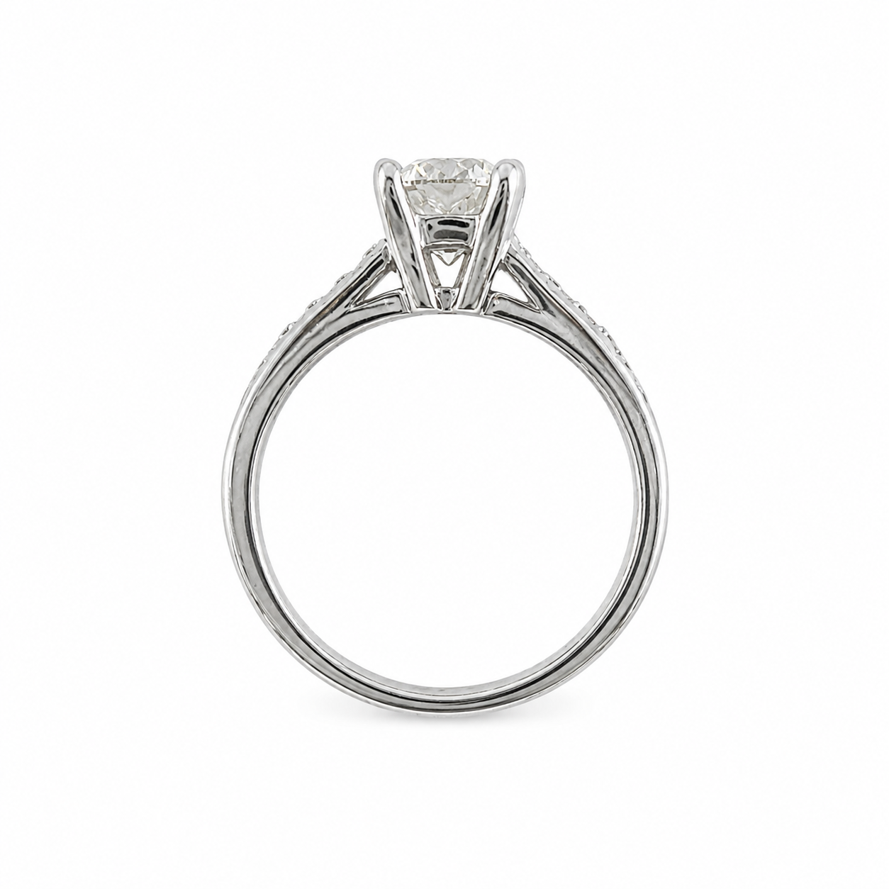 14K White Gold 1.25CTW Canadian Diamond Solitaire With Sides