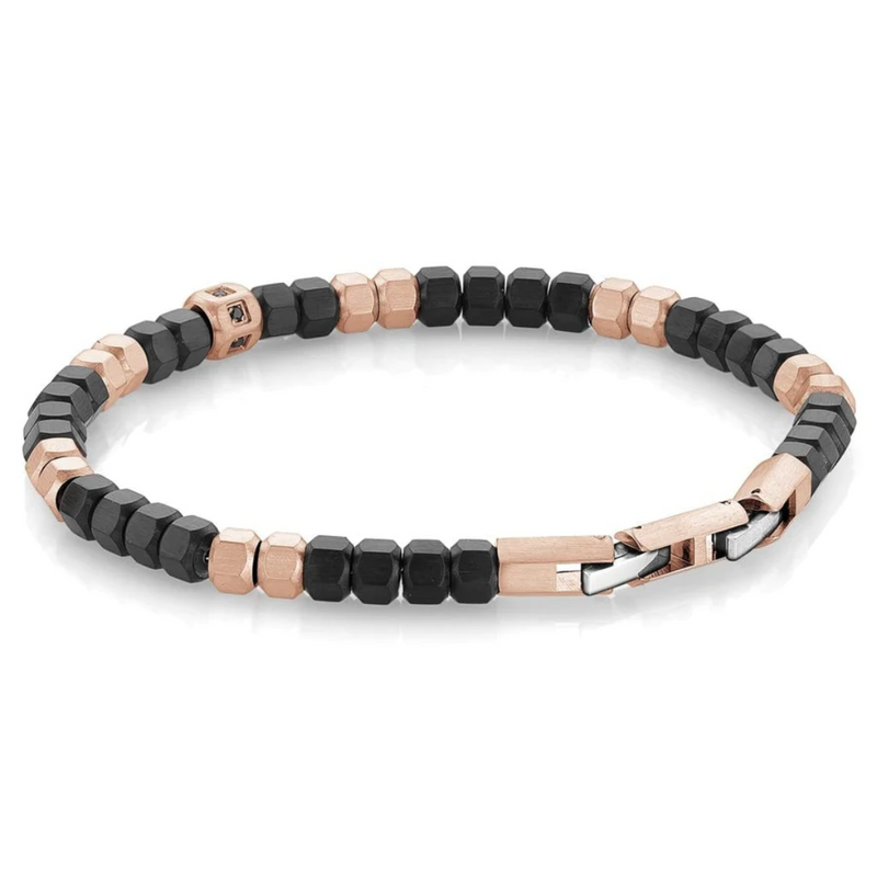 Italgem Black & Rose Hexagon Beaded Bracelet