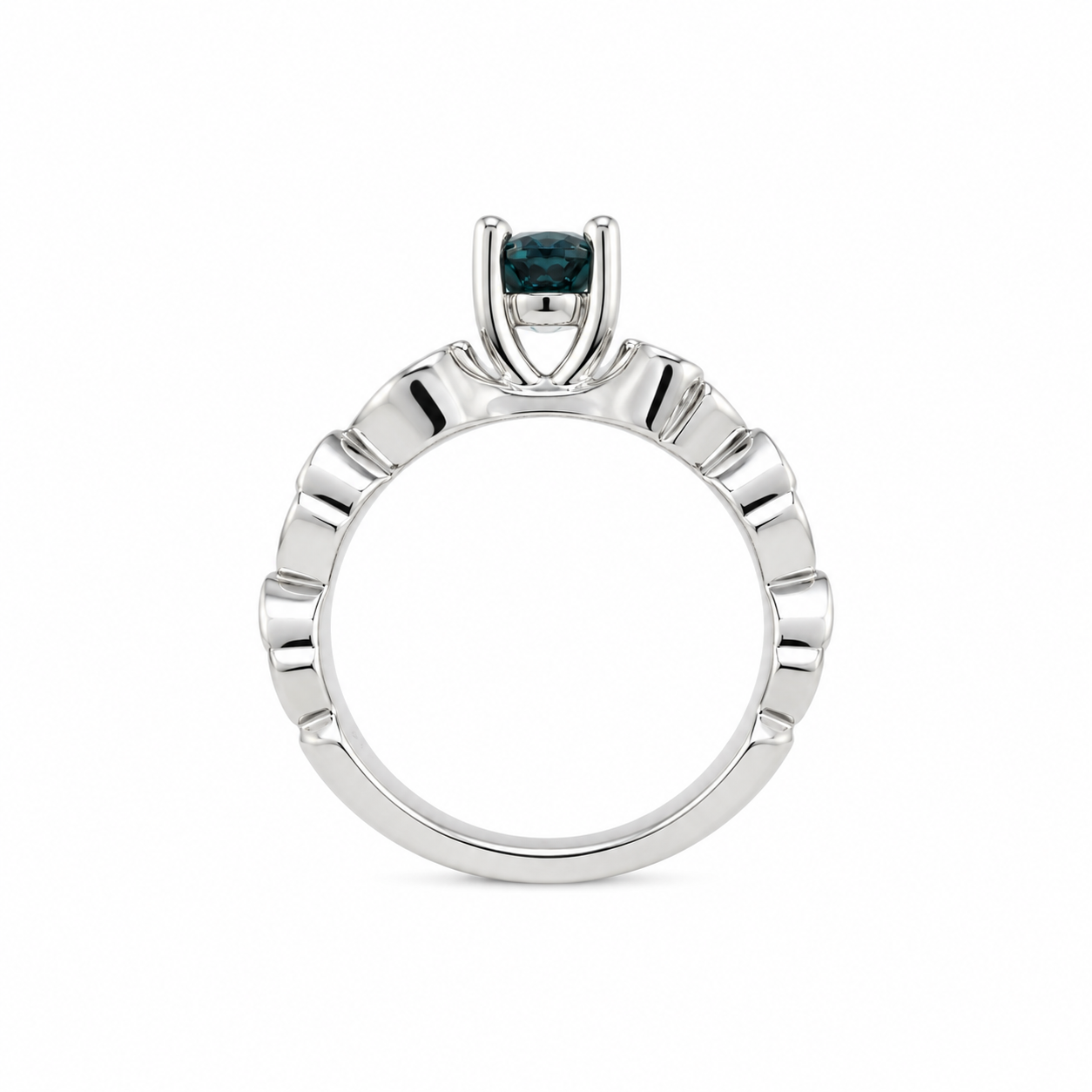 14K White Gold .20CTW Diamond & London Blue Topaz Ring
