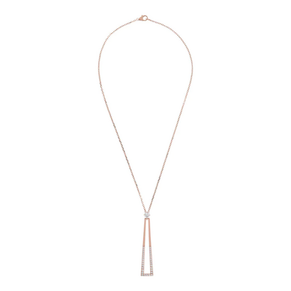 Bronzallure 18K Rose Gold Plated Geometrical Pendant with Gemstones