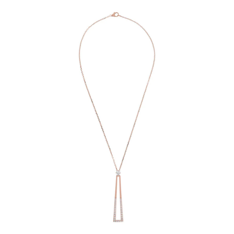Bronzallure 18K Rose Gold Plated Geometrical Pendant with Gemstones