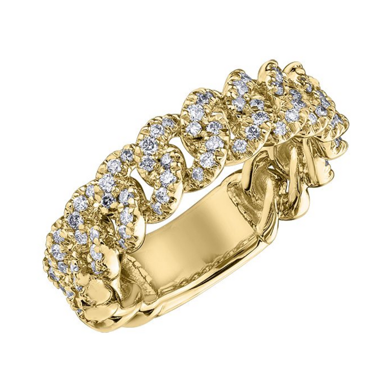 10K Yellow Gold .50CTW Diamond Chain Link Ring