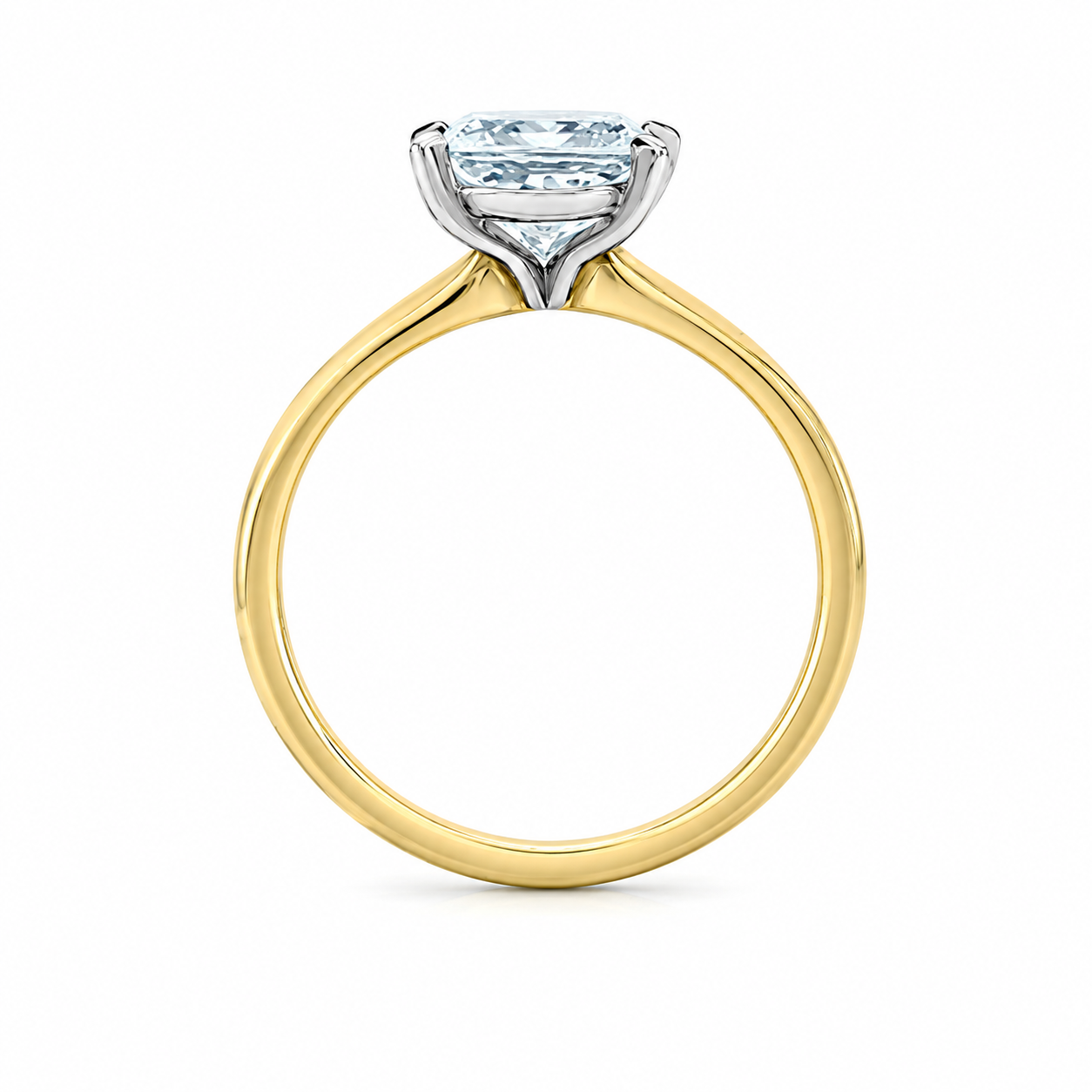 14K Yellow Gold 2.02CT Princess Cut Lab Grown Diamond Solitaire with Knife Edge Band