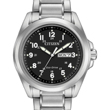 Citizen Eco-Drive Black Face Silver Watch