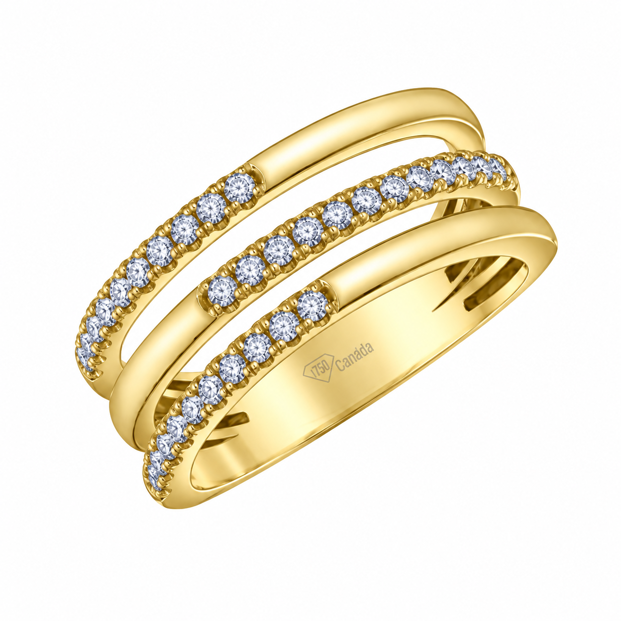 10K Yellow Gold 0.327 CTW Canadian Diamond Three-Row Band