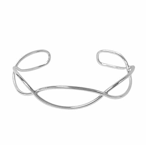 Sterling Silver Cuff Bangle with Wavy Design