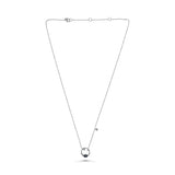 14K White Gold .10ctw Diamond & Oval Sapphire Necklace