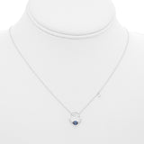 14K White Gold .10ctw Diamond & Oval Sapphire Necklace
