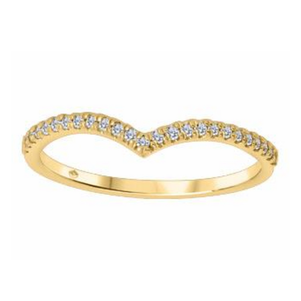10K Yellow Gold .125ctw Diamond Chevron Band