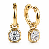 14K Yellow Gold 2.00CTW Cushion Cut Lab Grown Diamond Drop Huggies