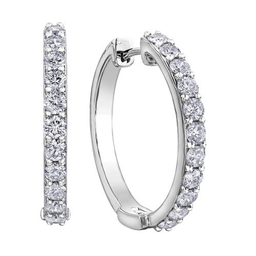 10K White Gold 1.50ctw Diamond Hoops