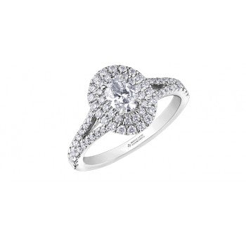 14K White Gold 1.07ctw Oval Diamond Ring with Double Halo