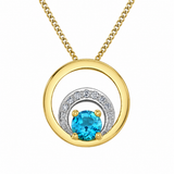 10K Yellow Gold Blue Topaz & .31CTW Diamond Pendant