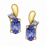 10K Yellow Gold Tanzanite & .03CTW Diamond Studs