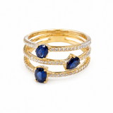 14K Yellow Gold .90CTW Diamond & Sapphire Ring