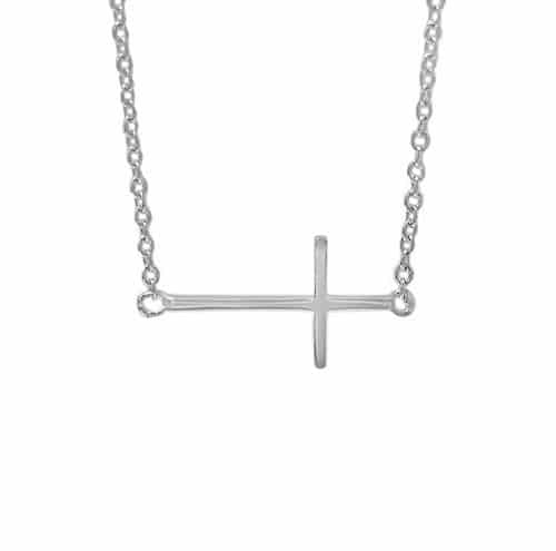 Sterling Silver Sideways Cross on Chain