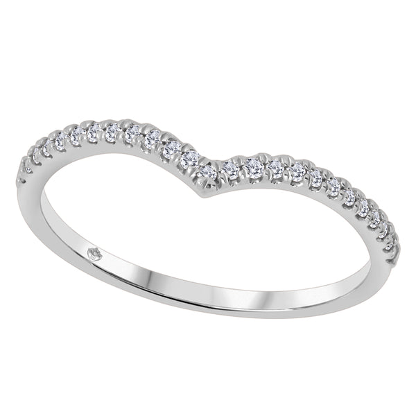 10K White Gold Diamond Chevron Ring
