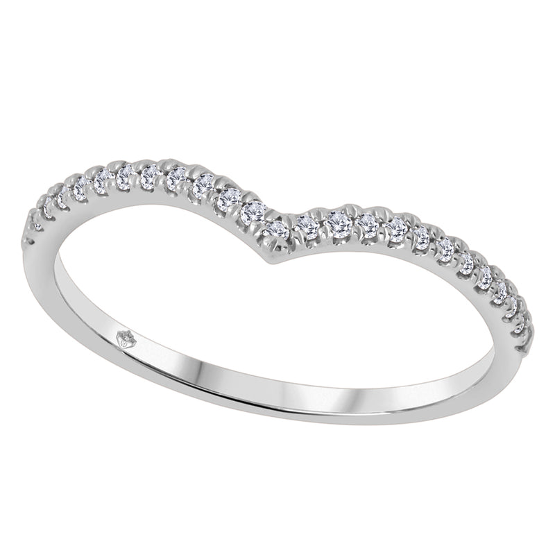 10K White Gold Diamond Chevron Ring