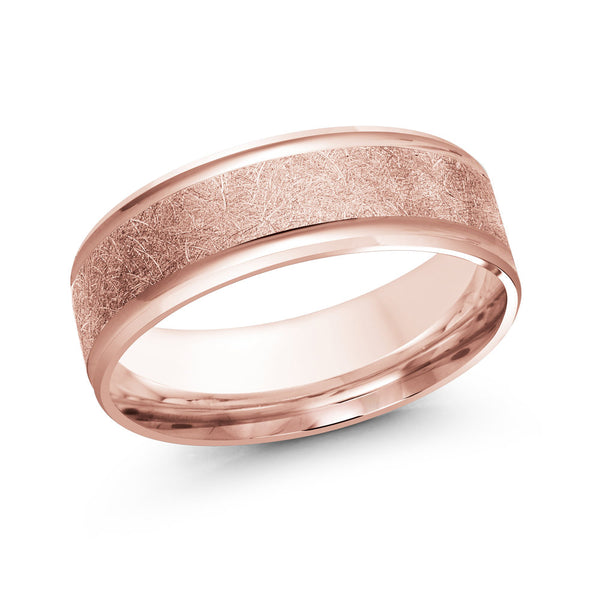 10K Rose Gold Scratch Finish Wedding Band